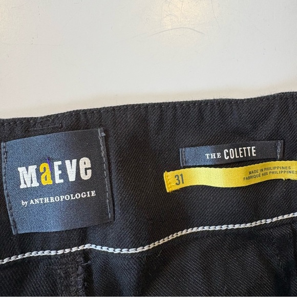 Anthropologie || Maeve Colette Linen Blend Wide Leg Ankle Crop Pants Black 31 - Picture 6 of 10